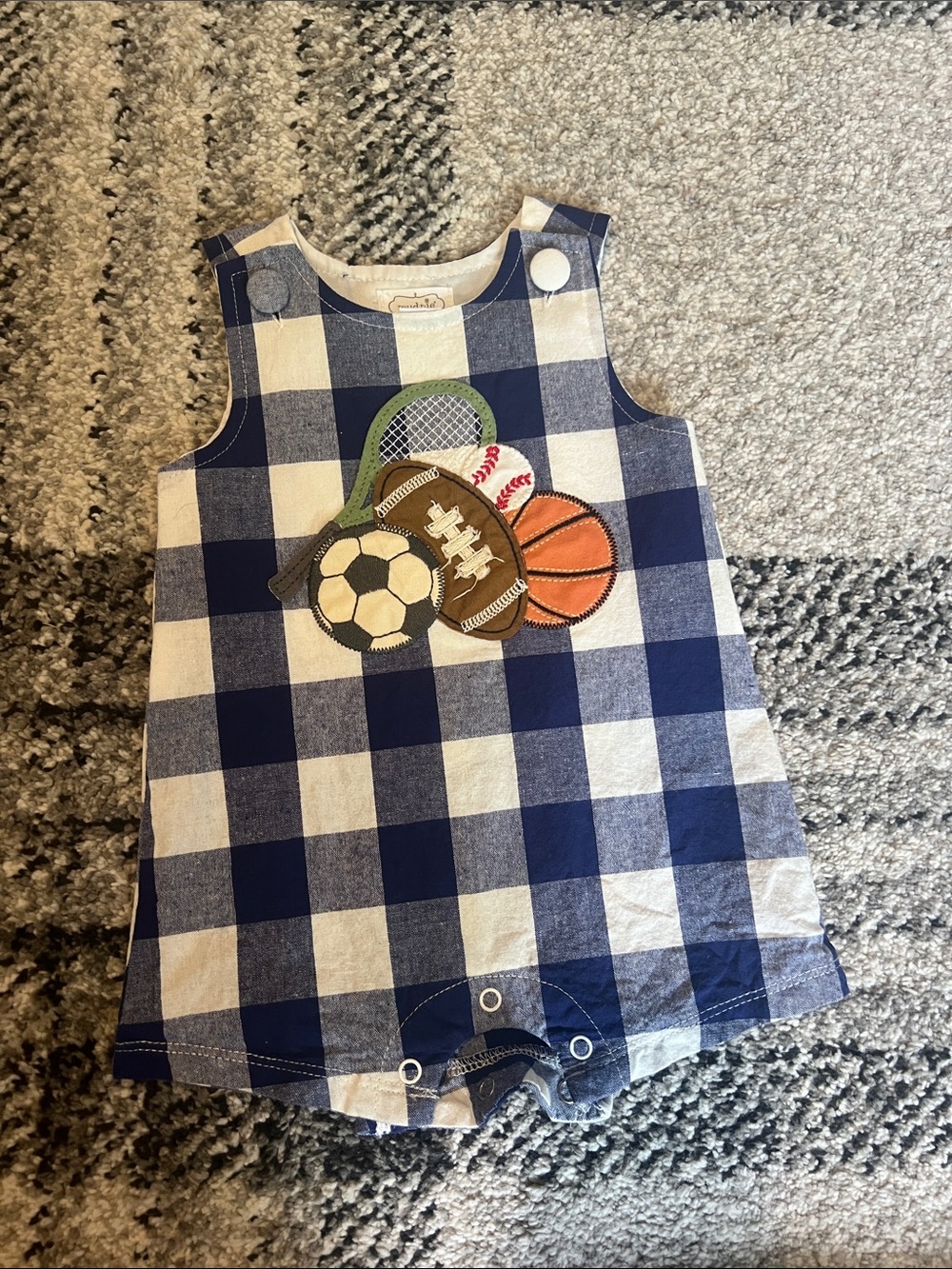 Mud Pie Sports Plaid Overalls Shortall Romper